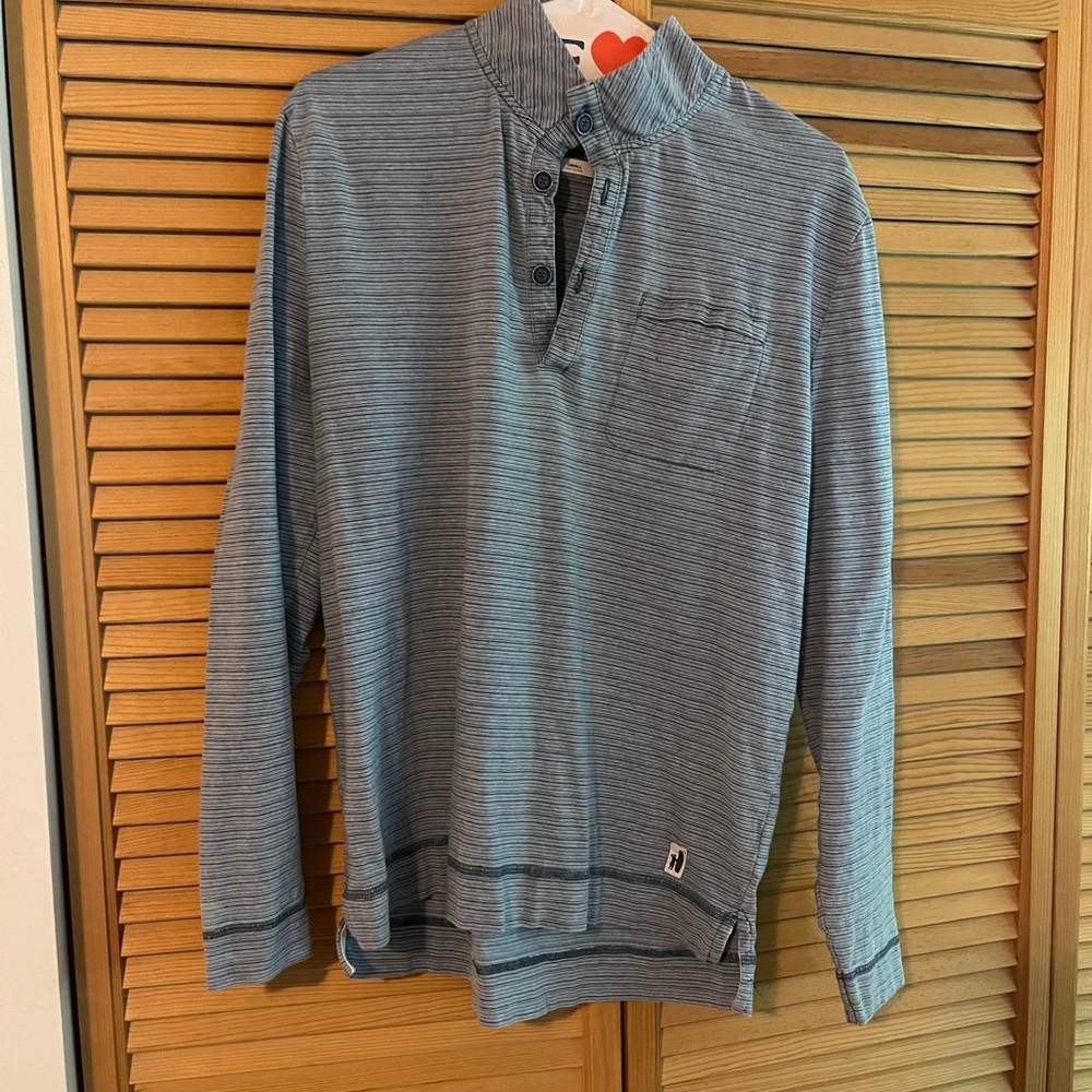 johnnie-O Navy Striped Button-Up Shirt